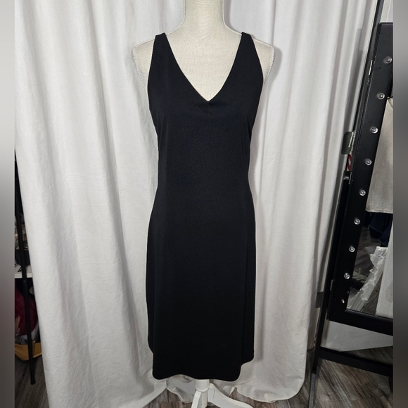 Gap Sleeveless V Neck Black Shift Dress Sz 12 - Picture 2 of 10